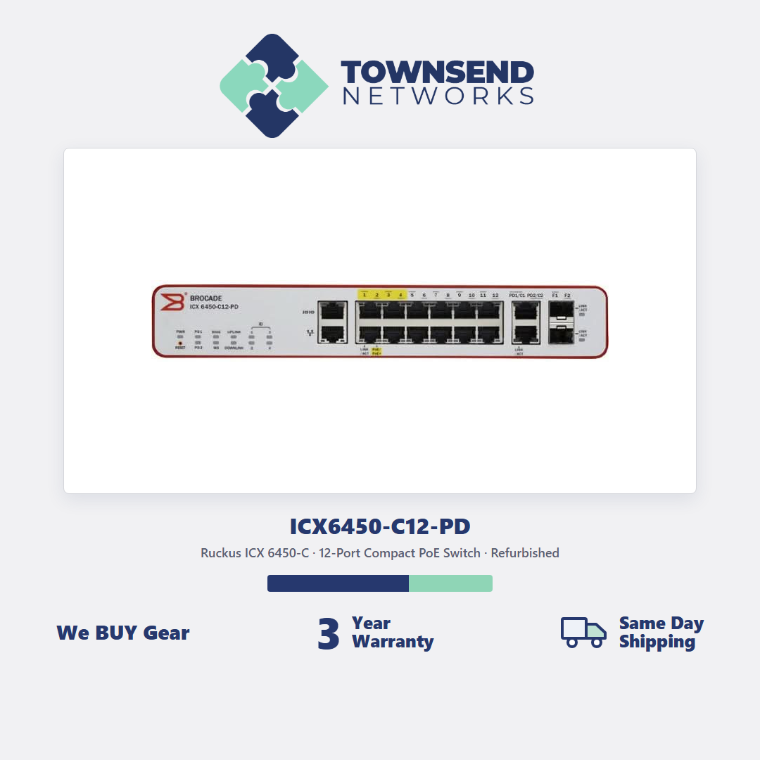 Ruckus ICX6450-C12-PD 12-Port 1GbE PoE Switch SFP — Refurbished — tested & working