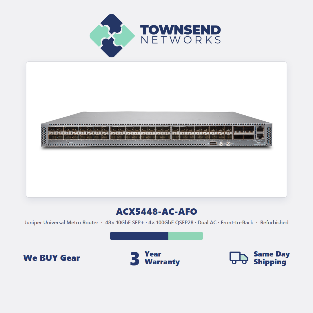 Juniper ACX5448-AC-AFO 48-Port 1GbE Router 4x 100GbE QSFP 1U — Pre-owned — tested & working