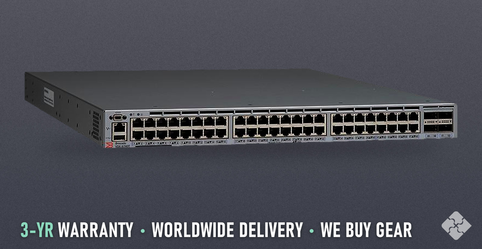 BR-VDX6740T-64-R Brocade switch, 48x 1/10GbE RJ45 and 4x 40GbE QSFP+