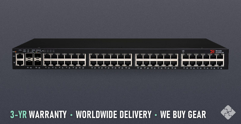 ICX6450-48 Brocade Switch, Refurbished, 48x 1GbE RJ45, 2x 1GbE SFP+ and 2x 1/10GbE SFP+