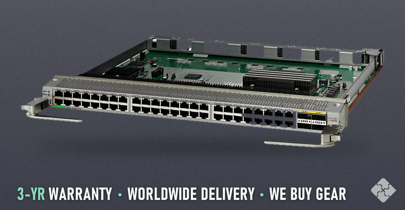 N9K-X9464TX Cisco line card, 48x 1/10GbE RJ45 and 4x 40GbE QSFP+