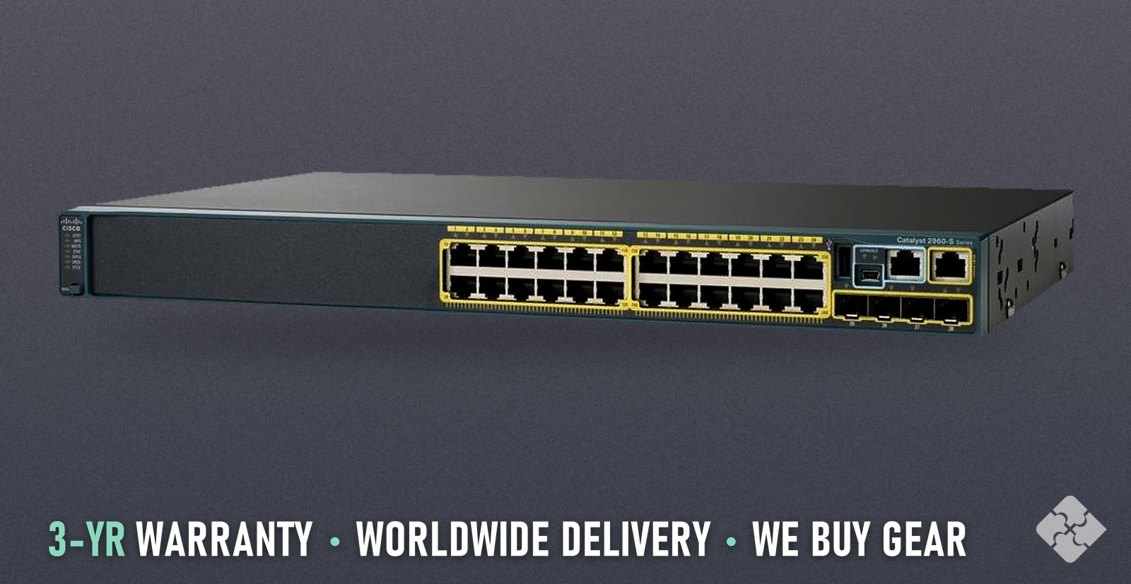 WS-C2960X-24PS-L Cisco C2960X switch, 24x 1GbE PoE+ RJ45 and 4x 1GbE SFP
