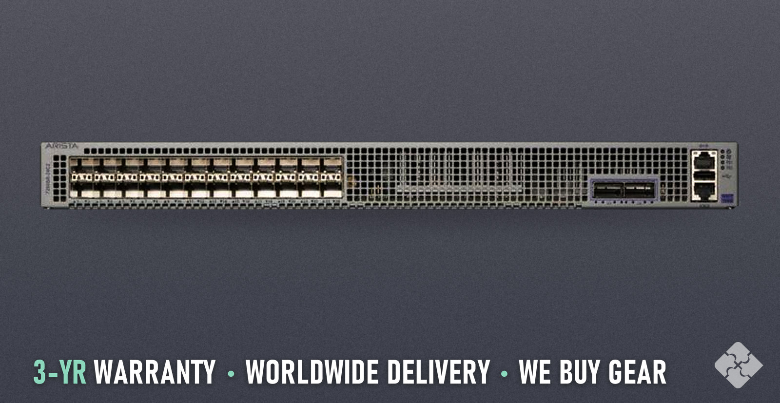 DCS-7020SR-24C2-F Arista Switch, Front-to-Back Airflow, Used, 24x 1/10GbE SFP+ and 2x 100GbE QSFP28