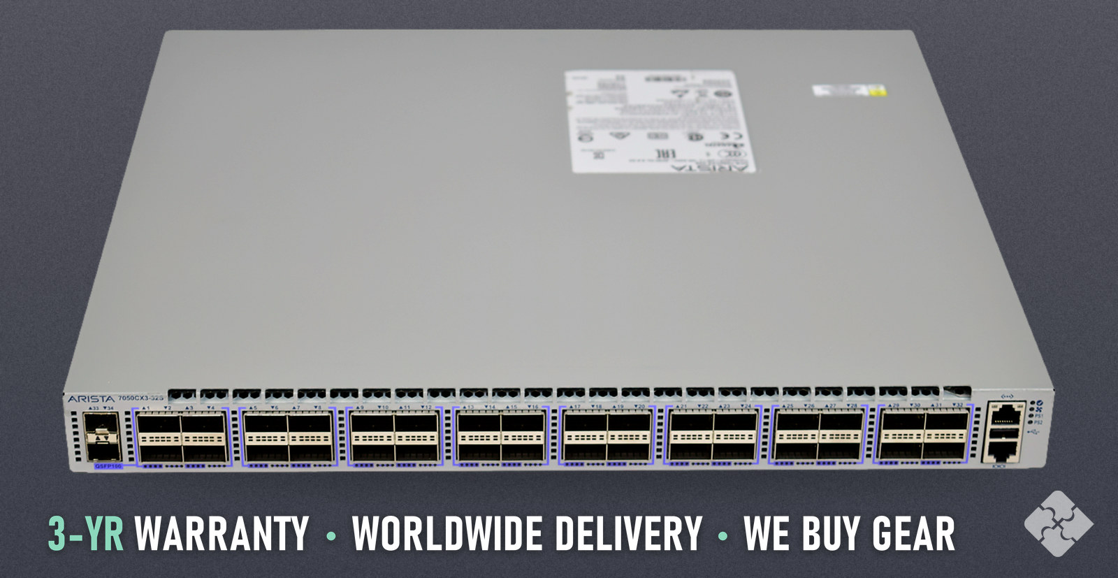 DCS-7050CX3-32S-R Arista 7050CX3 switch, 32x 100GbE QSFP28 and 2x 10GbE SFP+