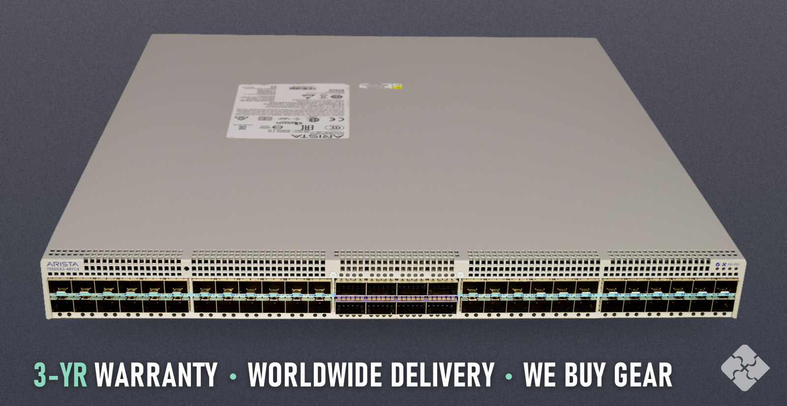 DCS-7050SX3-48YC8-F Arista 7050SX3 switch, front-to-rear airflow, Used, 48x 1/10/25GbE SFP28 and 8x 100GbE QSFP28