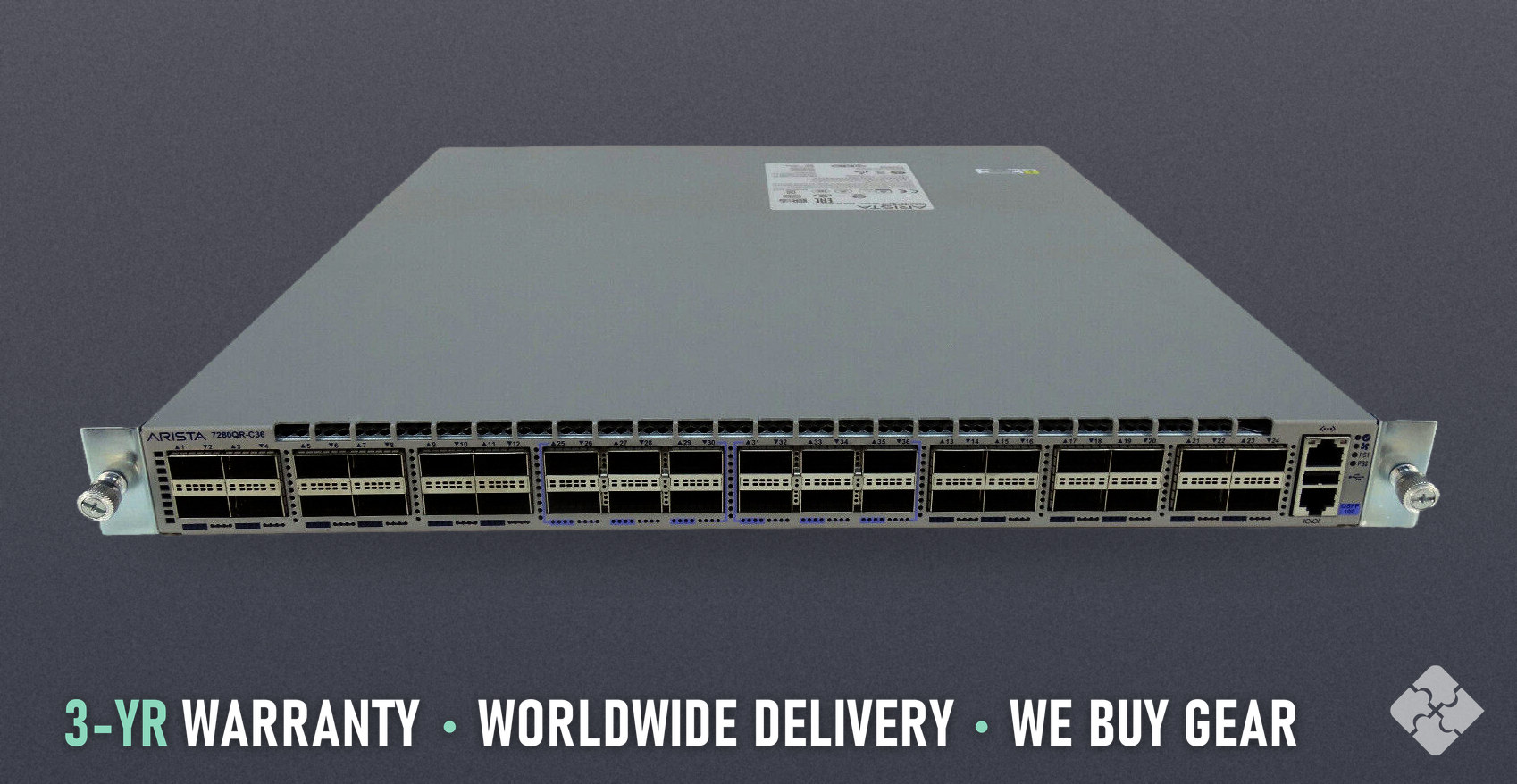 Arista DCS-7280QR-C36-R / 24 ports of 40GbE QSFP+ and 12 ports of 100GbE QSFP28