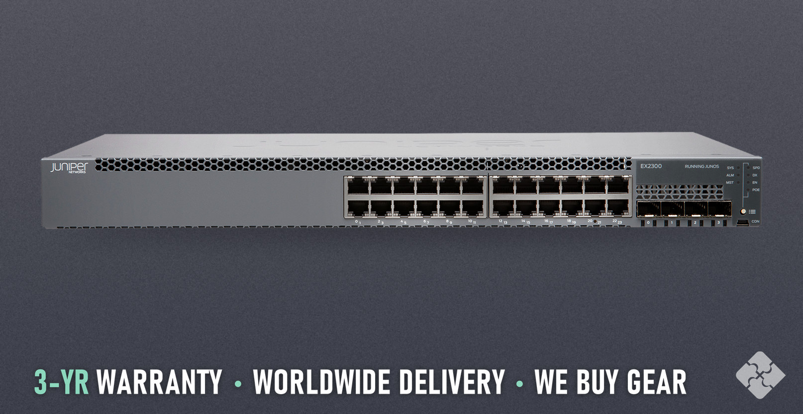 Juniper EX2300-24T 24-Port 1GbE Switch 4x 10GbE SFP+. Refurbished, tested & guaranteed