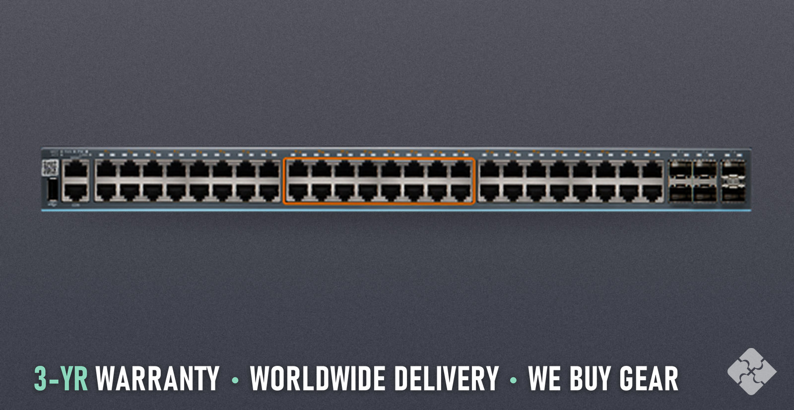 EX2300-48MP Juniper EX2300 switch, 48x 1GbE PoE+ RJ45 (16 × 2.5GbE) and 6x 10GbE SFP+