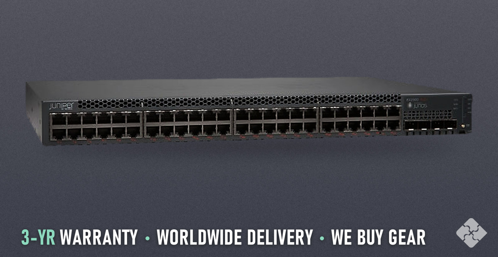 EX2300-48P Juniper EX2300 switch, 48x 1GbE PoE+ RJ45 and 4x 1/10GbE SFP+
