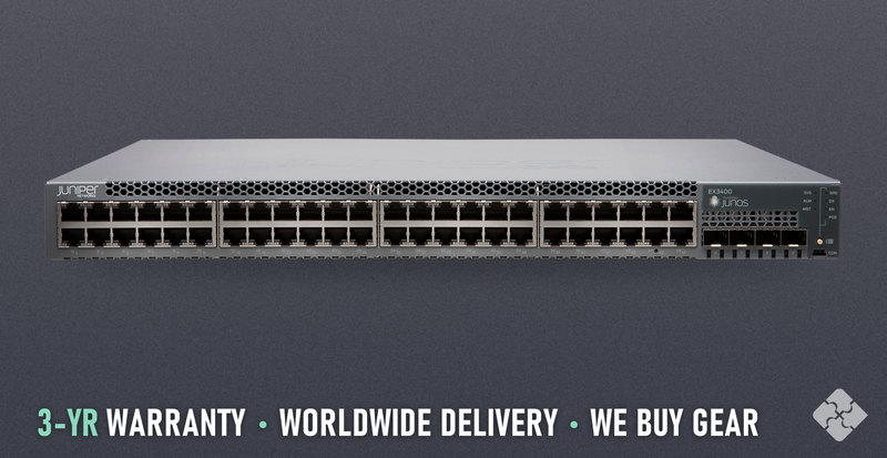 Juniper EX3400-48P / 48 ports of 1GbE PoE+ RJ45 and 2 ports of 40GbE QSFP+, Tested & Guaranteed