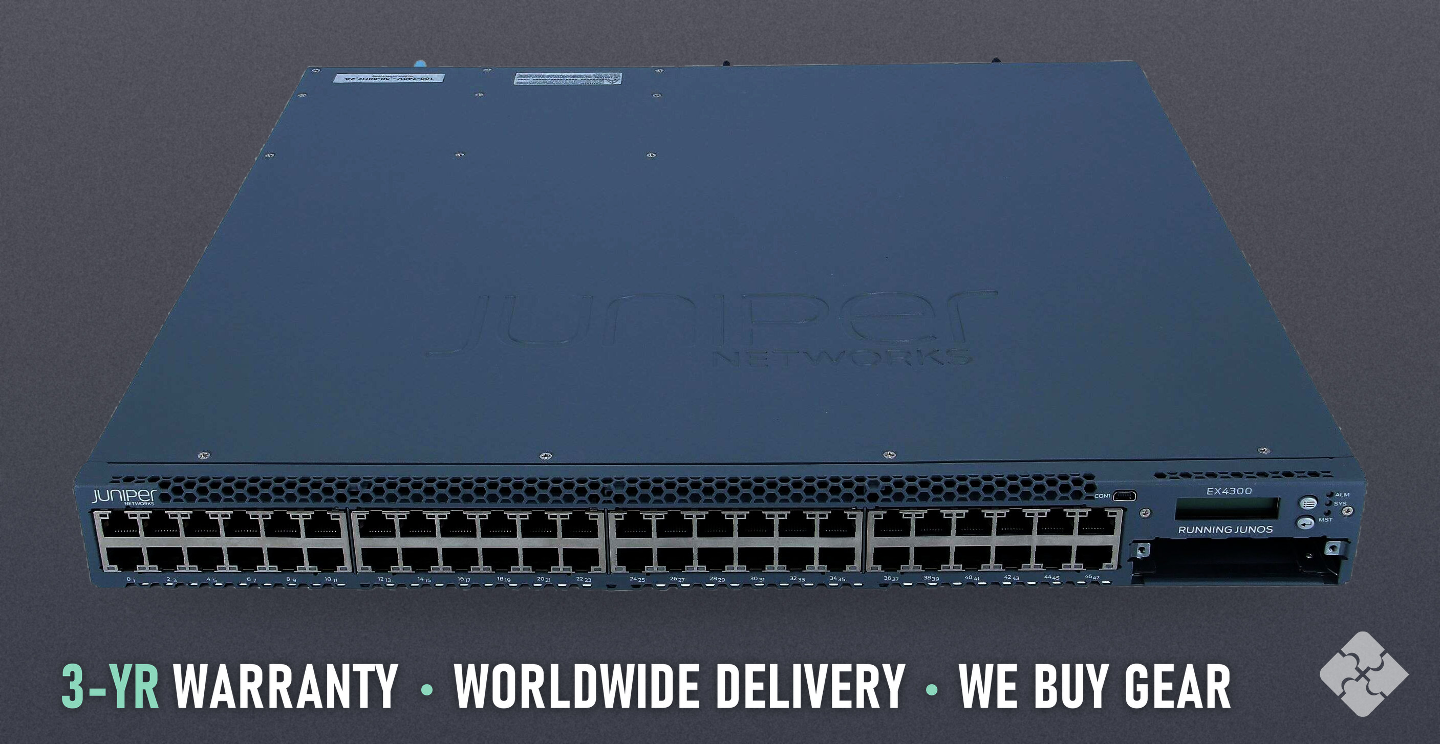 EX4300-48T-AFI Juniper EX4300 switch, 48x 1GbE RJ45 and 4x 40GbE QSFP+
