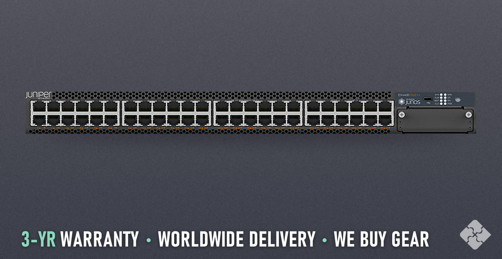 EX4400-48P Juniper EX4400 switch, 48x 1GbE PoE++ RJ45 and 2x 40/100GbE QSFP28