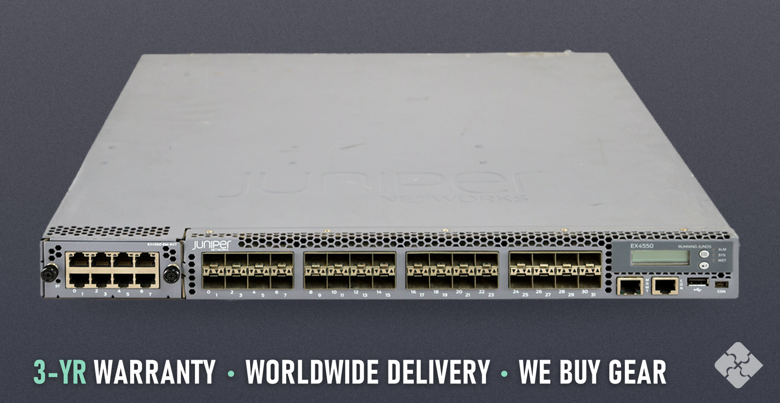 Juniper EX4550-32F-AFO / 32x 10GB SFP+ 2x Expansion Mod Slots F-B Air Switch, Tested & Guaranteed