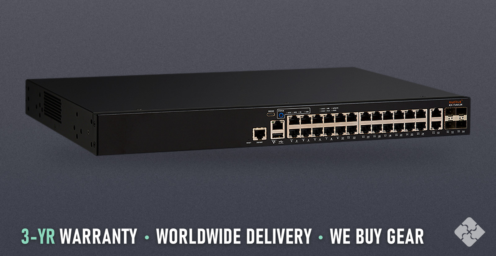 ICX7150-24-4X1G Brocade ICX7150 switch, 24x 1GbE RJ45 and 2x 1GbE RJ45