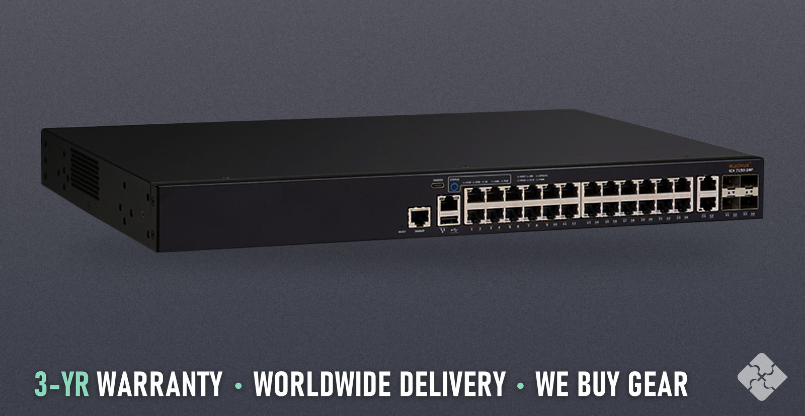 ICX7150-24P-4X10GR Brocade ICX7150 switch, 24x 1GbE PoE+ RJ45 and 4x 10GbE SFP+