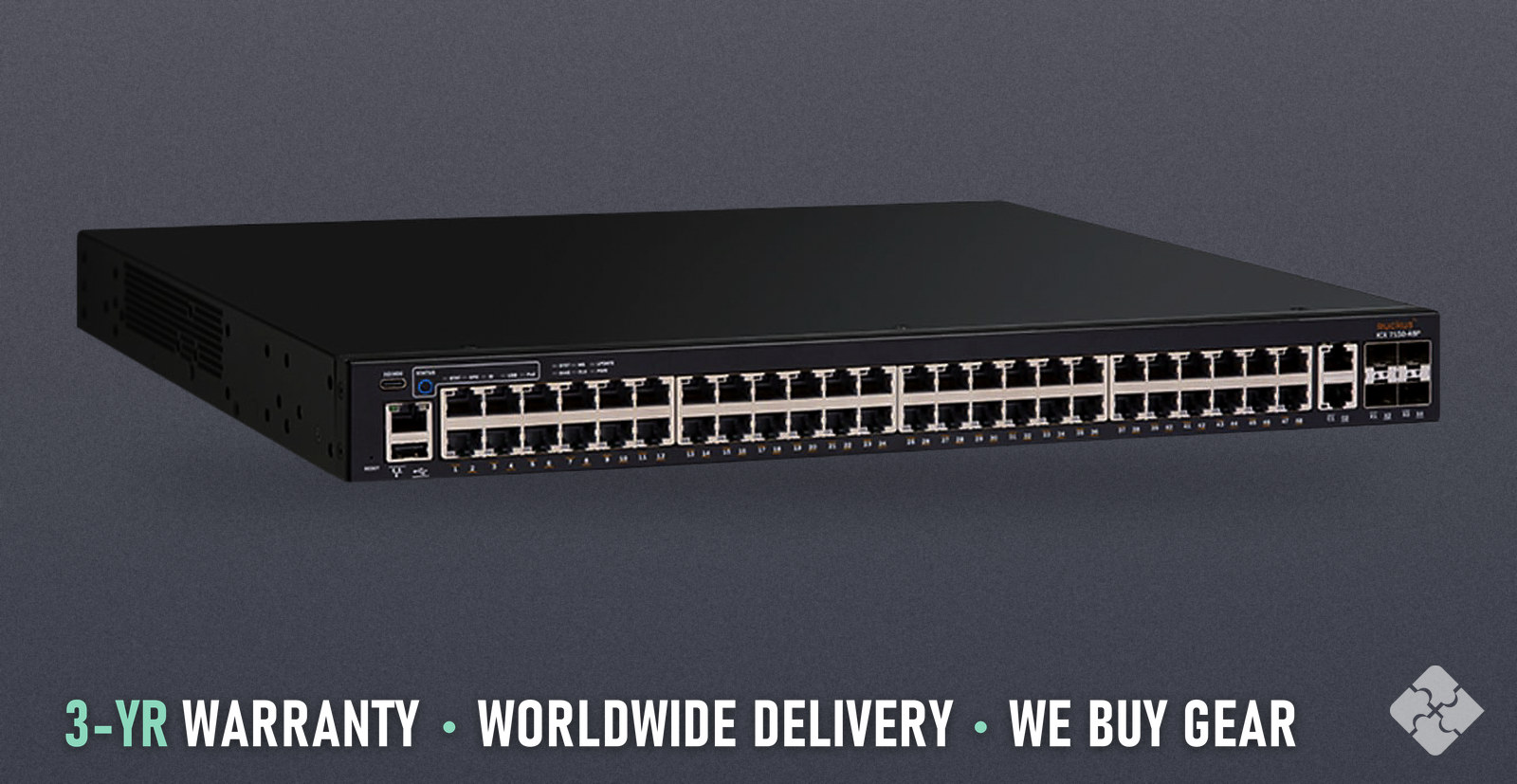 ICX7150-48P-4X1G Brocade ICX7150 switch, 48x 1GbE PoE+ RJ45 and 2x 1GbE RJ45