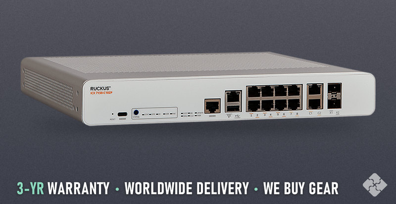 Brocade ICX7150-C10ZP-2X10GR / 6 ports of 2.5GbE PoE+ RJ45 and 2 ports of 10GbE SFP+