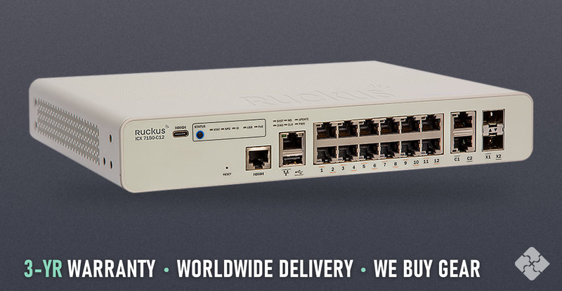 Brocade ICX7150-C12P-2X1G / 12 ports of 1GbE PoE+ RJ45 and 2 ports of 1GbE RJ45