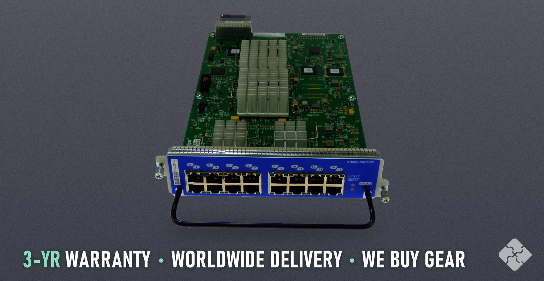 SRX3K-16GE-TX Juniper Line Card, Refurbished, 16x 1GbE RJ45