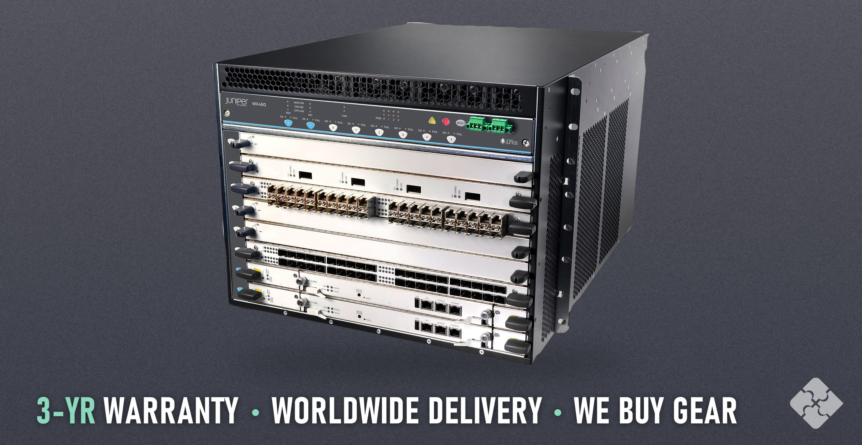 MX480-PREM3-DC Juniper, MX480 3D Universal Edge Router, 6-slot chassis, 5.76 Tbps system capacity