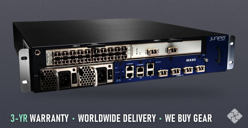 Juniper MX80-AC / MX80 router chassis, 4x 10GE XFP built-in, 2x PWR- 500W AC power supplies