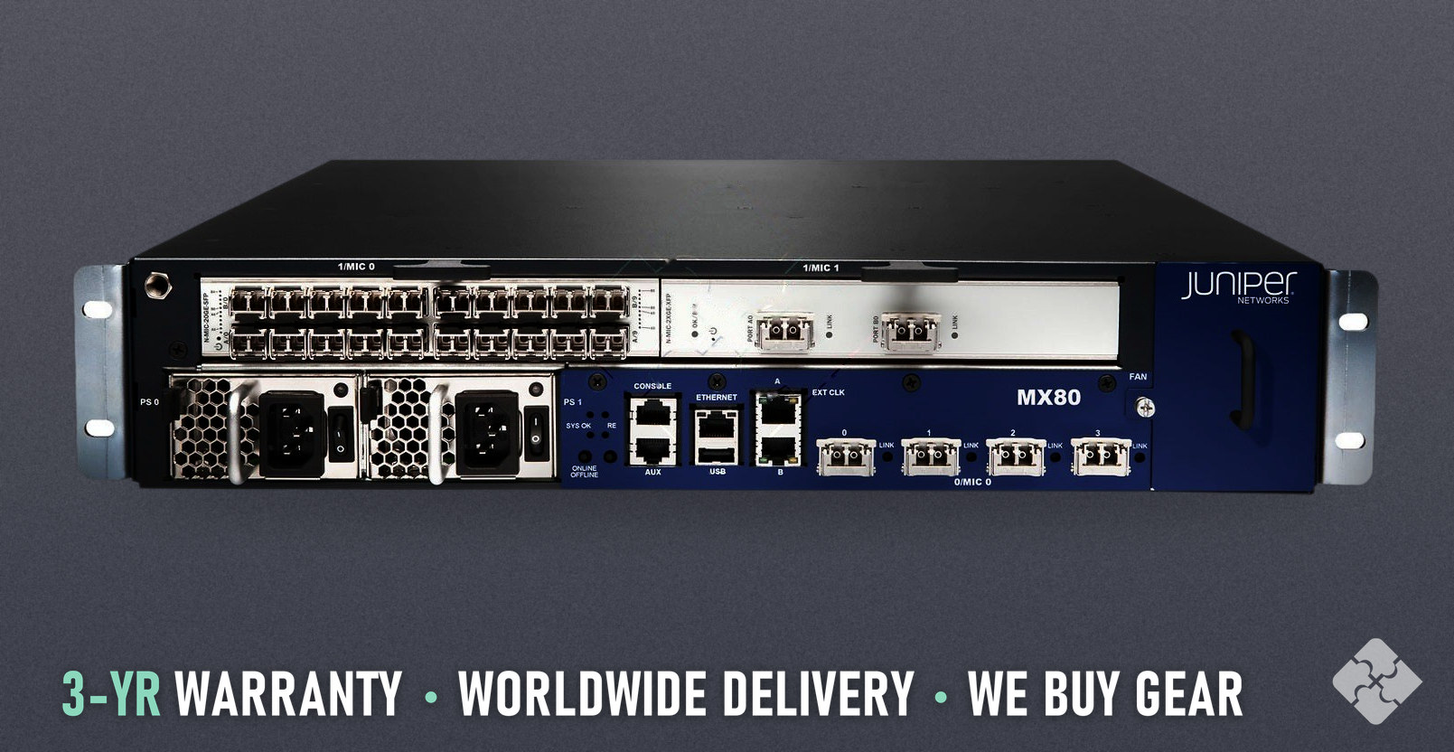 MX80-T-AC Juniper router, 4x 10GbE XFP