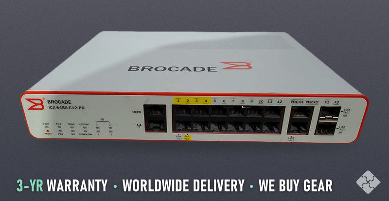 ICX6450-C12-PD Brocade ICX6450 switch, 12x 1GbE RJ45 and 2x 1GbE SFP