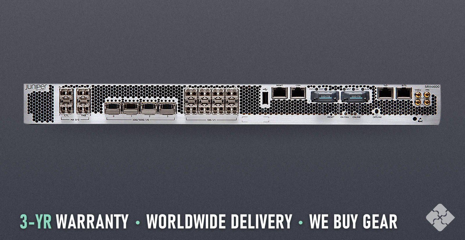 SRX4600-SYS-JB-AC Juniper SRX4600 firewall, 8x 1/10GbE SFP+ and 4x 100GbE QSFP28